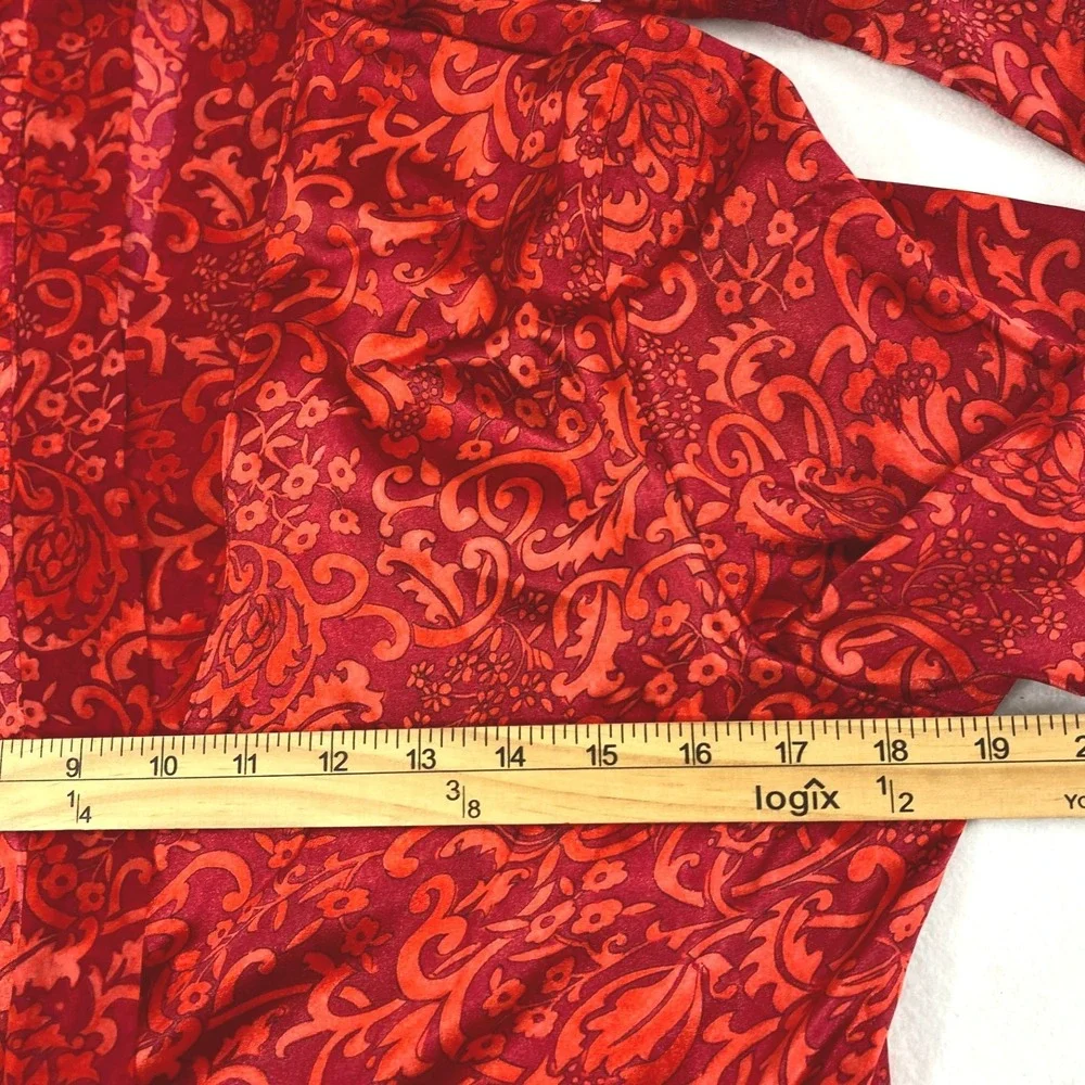 Delicates‎ Satin Robe and Chemise Nightgown Womens Small Red Lingerie Romantic